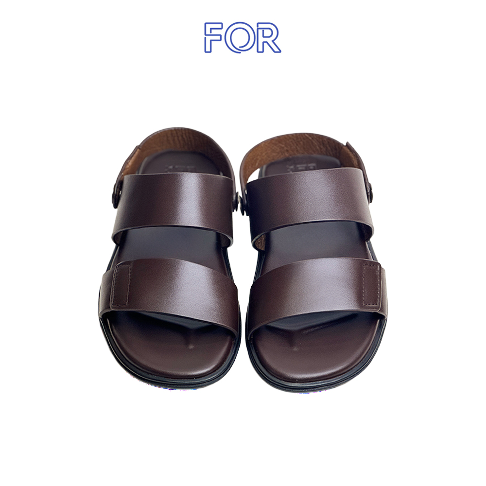 Dép da bò quai hậu màu nâu SDF02