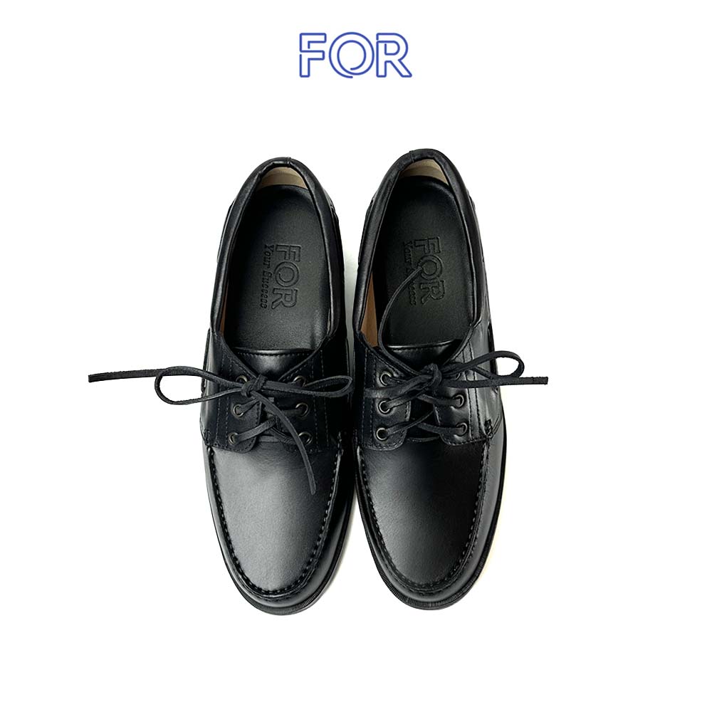 GIÀY LƯỜI BOAT SHOES DA BÒ MÀU ĐEN MF13
