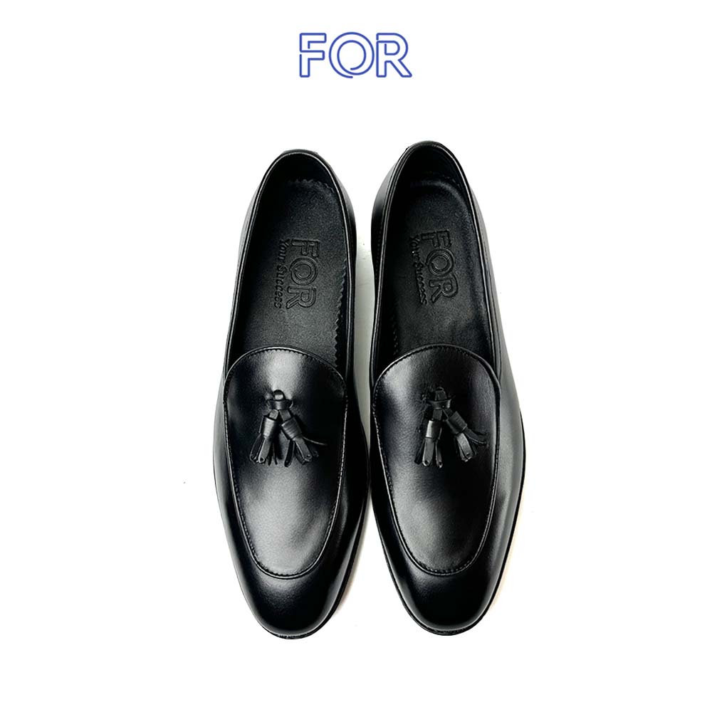 GIÀY LƯỜI TASSEL LOAFER DA BÒ MÀU ĐEN TLF14